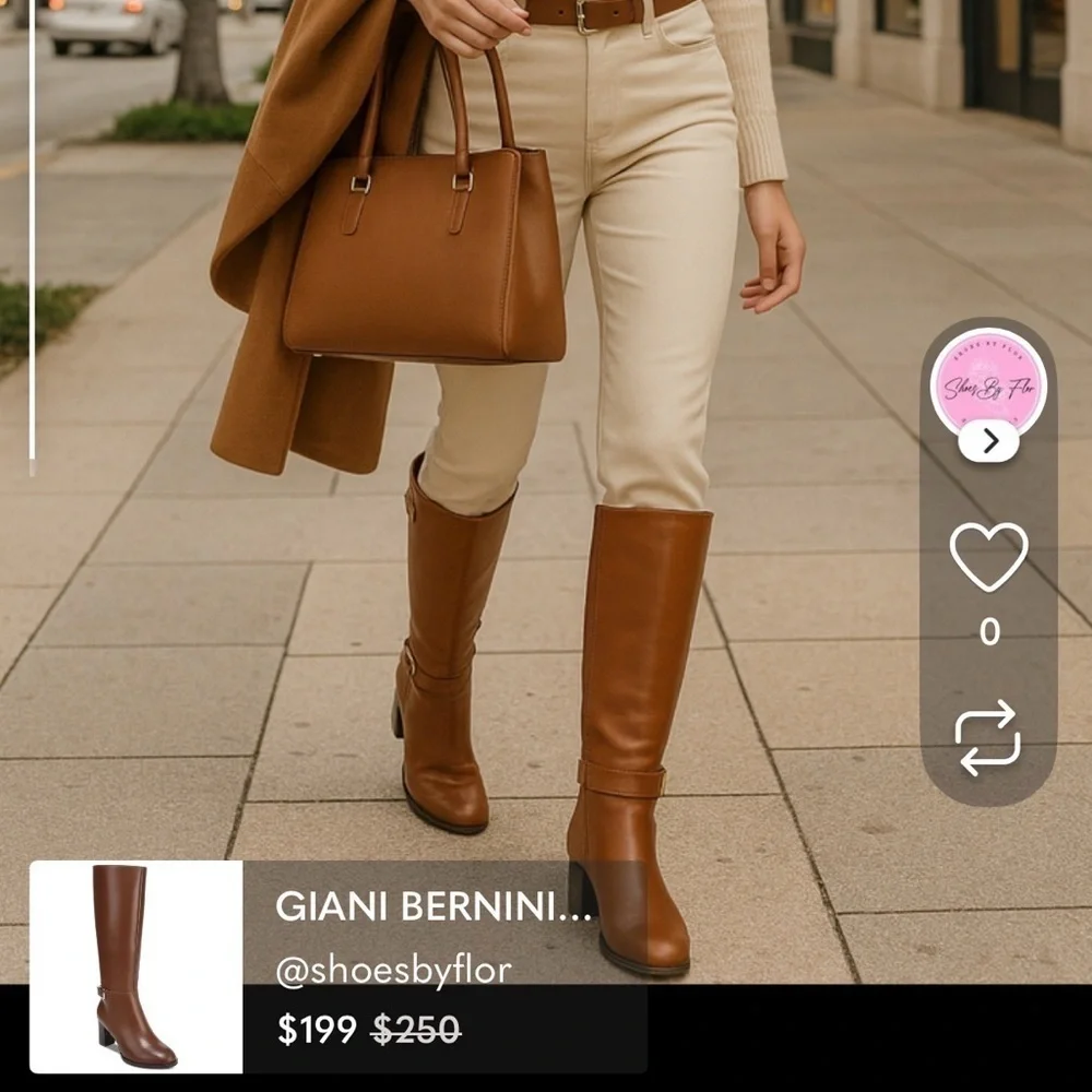 GIANI BERNINI / Lennoxxp / Leather / Tall / Knee-High / Boots / Conac / Size 10M